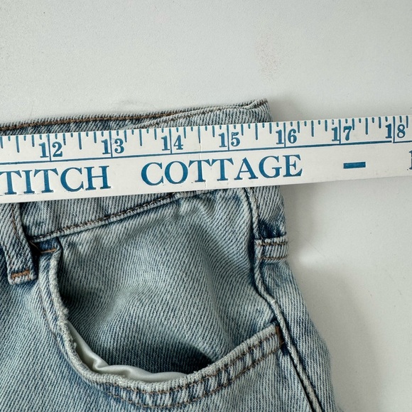 ZARA Wide Leg Flare Jeans Light Wash High Rise US 4 High Waist Crop Denim Pants - Picture 9 of 12